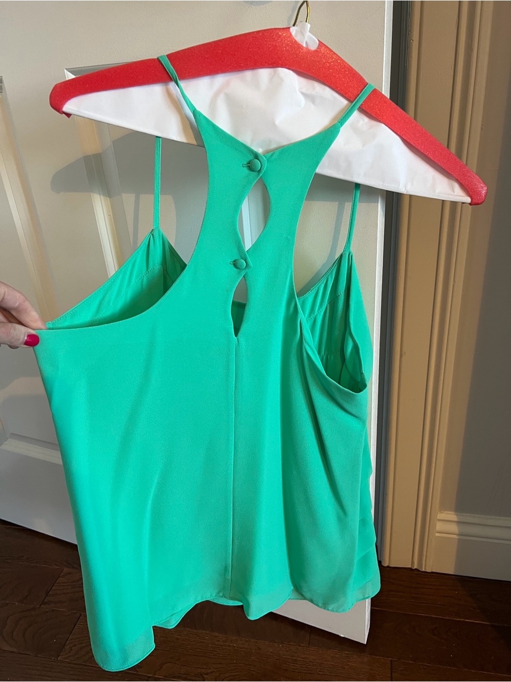 Women’s Naked Zebra Green Tiered Silk Tank Top. Size Small - Picture 4 of 5